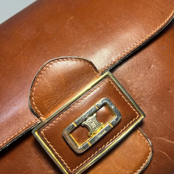 [Celine]Vintage Brown Leather Crossbody Bag w/CoA - Picture 4 of 7